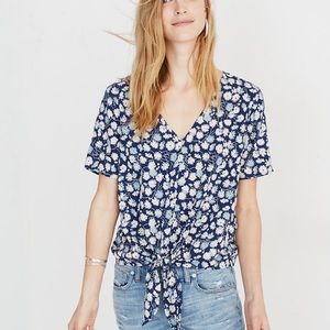 Madewell tie-front floral blouse